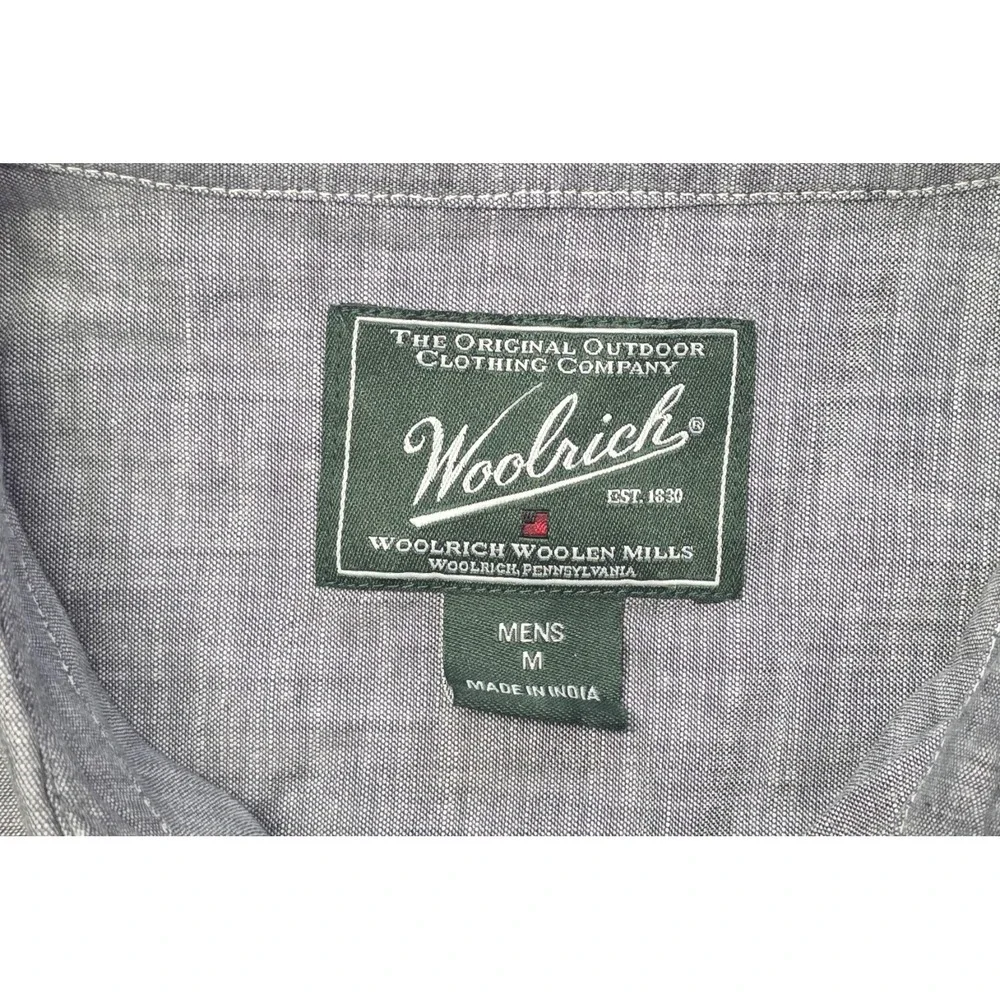 Woolrich Mens Size M‎ Short Sleeve Denim Button Up Shirt